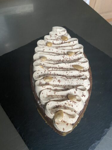 Tart mandorla cioccolato caffe dressaggio