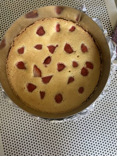 tart mandorle fragola e vaniglia cotto