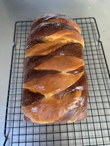 pan brioche intrecciato bicolor