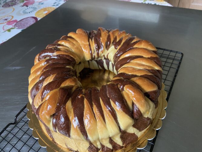 brioche bicolore dulce leche cioccolato