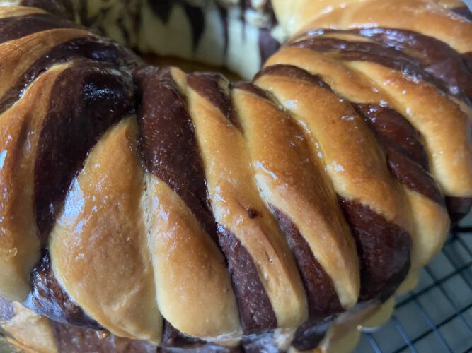 brioche bicolore dulce leche cioccolato