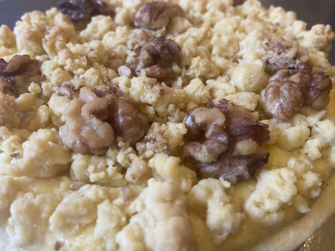 flan salato formaggio noci