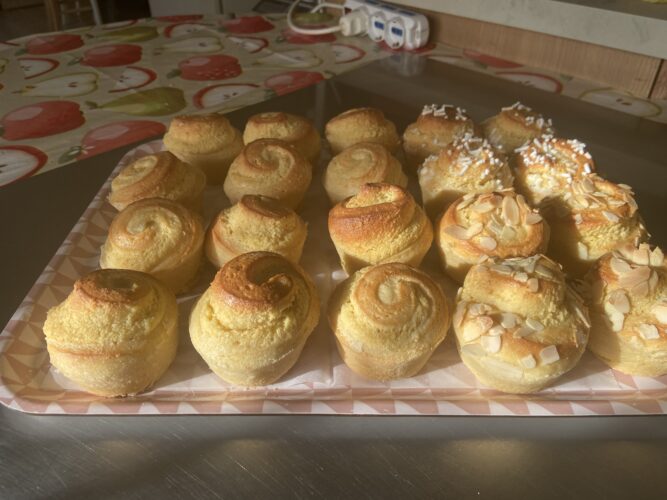 almond brioche muffin
