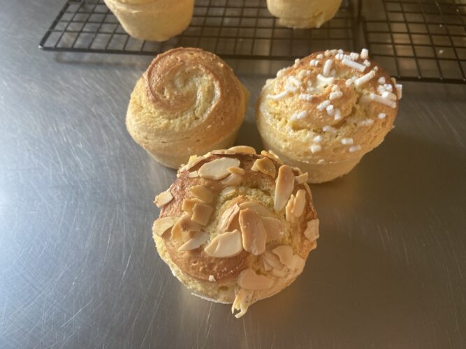 almond brioche muffin