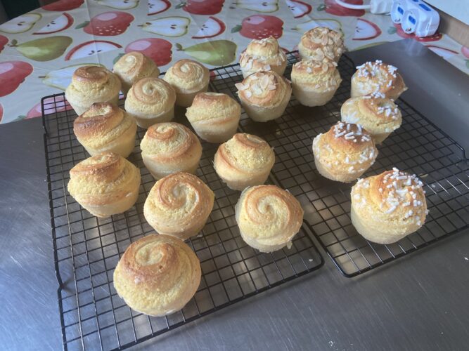 almond brioche muffin