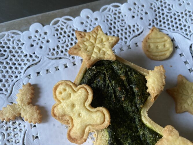 tart salata albero di natale ricotta spinaci