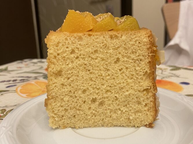 chiffon cake mandorle pesche