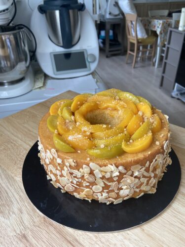chiffon cake mandorle pesche