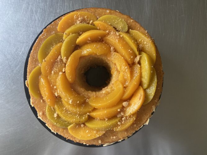 chiffon cake mandorle pesche
