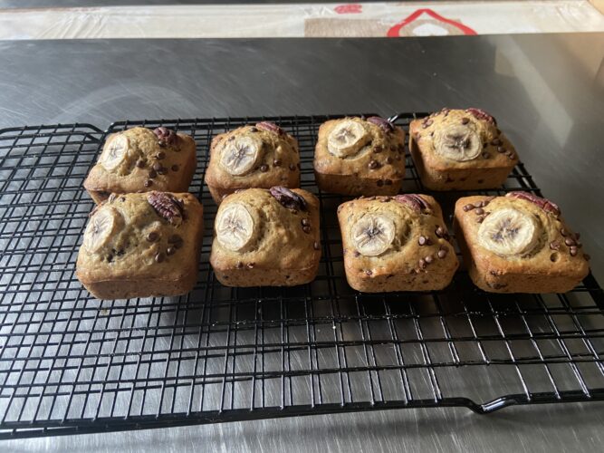 mini banana bread square