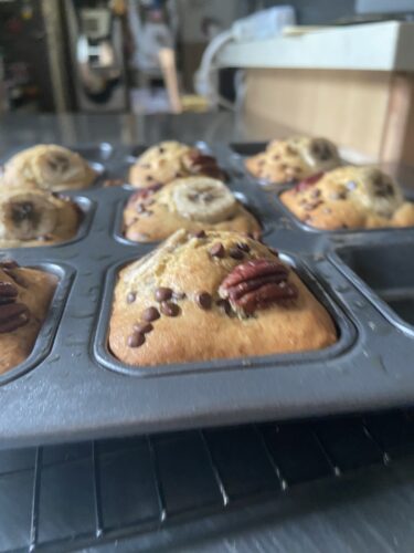 mini banana bread square