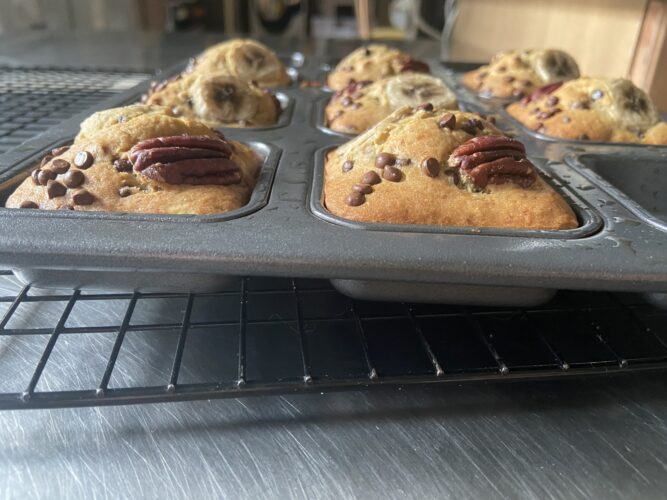 mini banana bread square