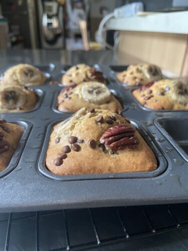 mini banana bread square