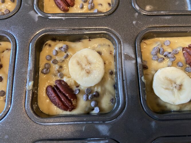 mini banana bread square
