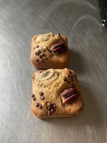 mini banana bread square
