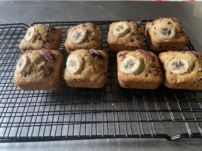mini banana bread square