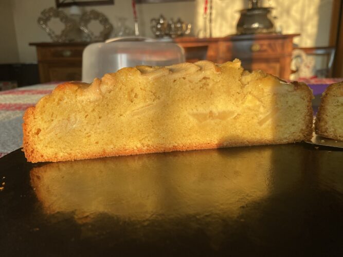sezione torta mele burro liquido