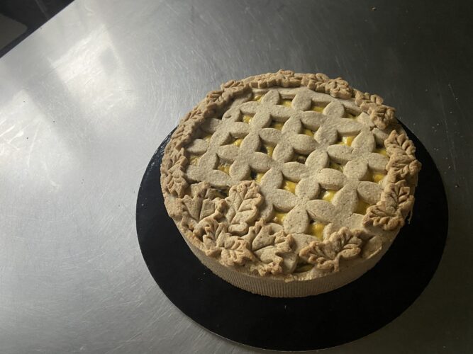 torta salata funghi nocciole besciamella