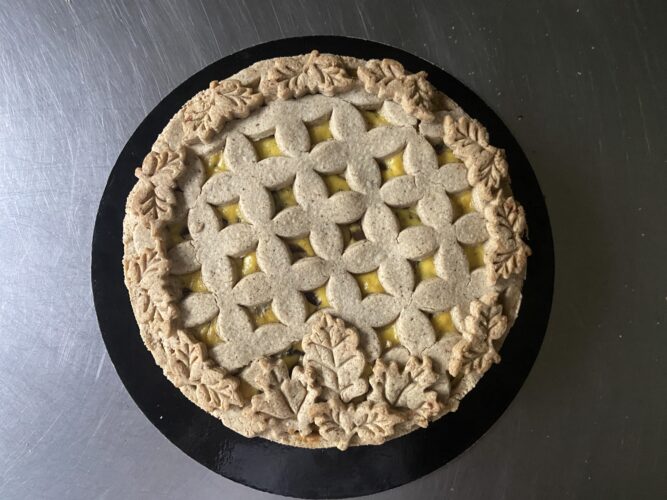 torta salata funghi nocciole besciamella