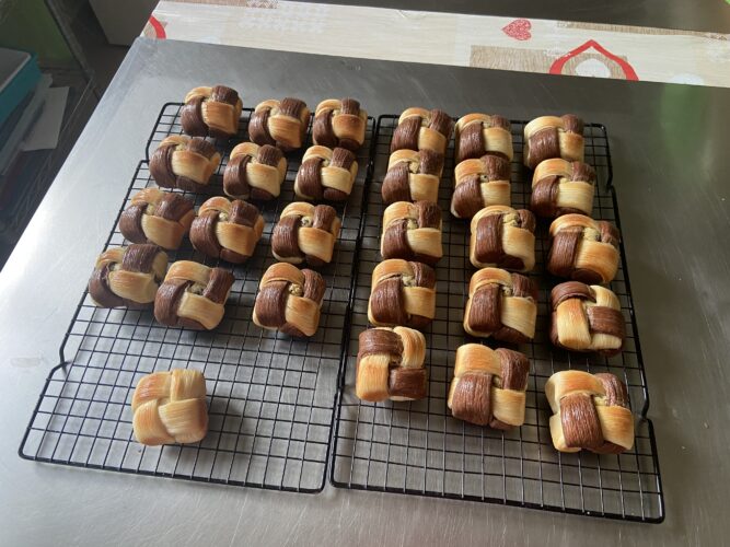 mini quadretto croissant bicolor