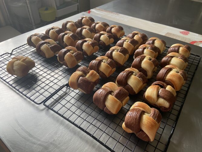mini quadretto croissant bicolor